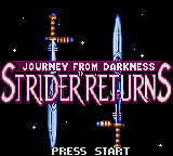 Journey from Darkness - Strider Returns Title Screen